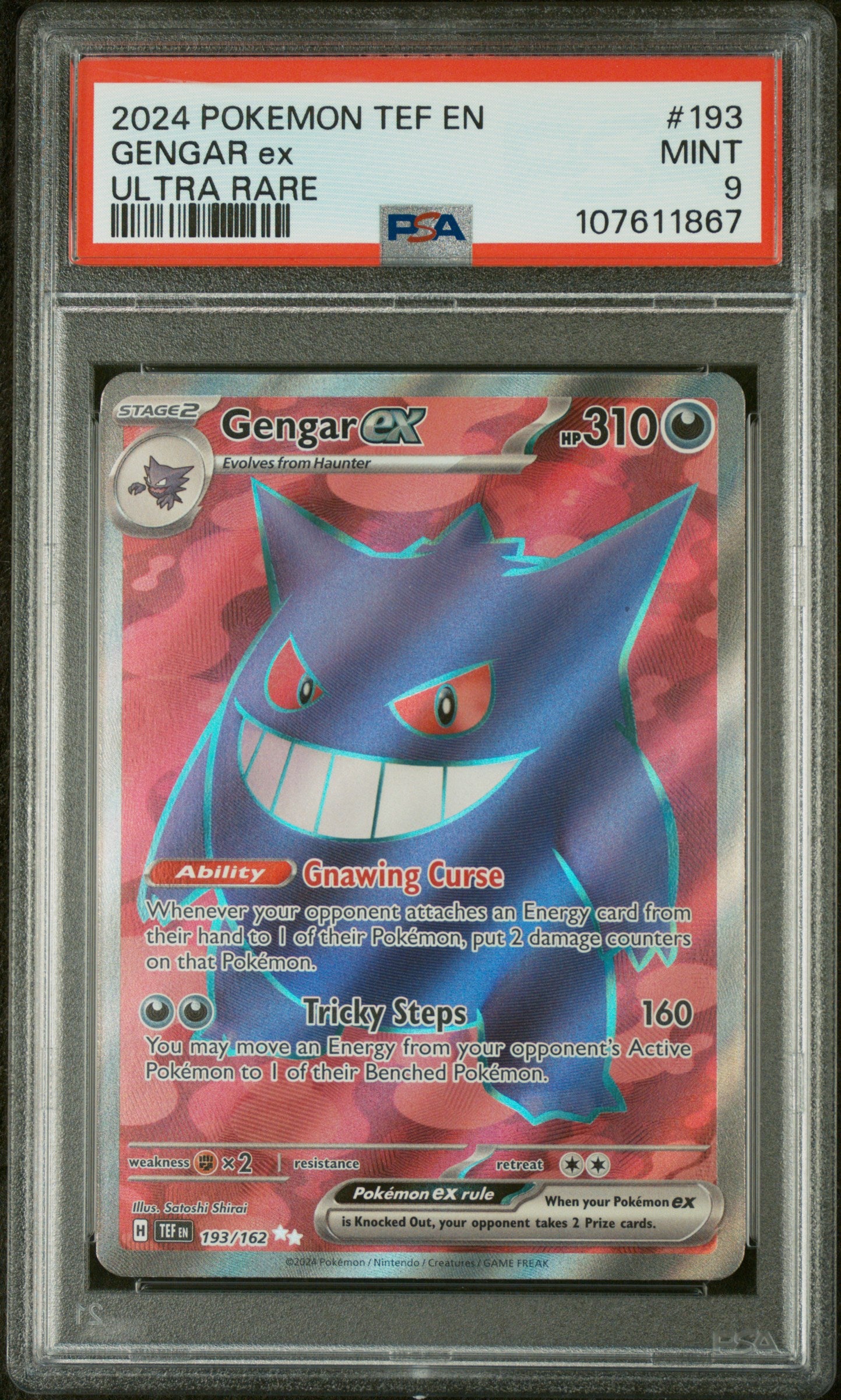 PSA 9 MINT - Gengar EX #193 - Temporal Forces