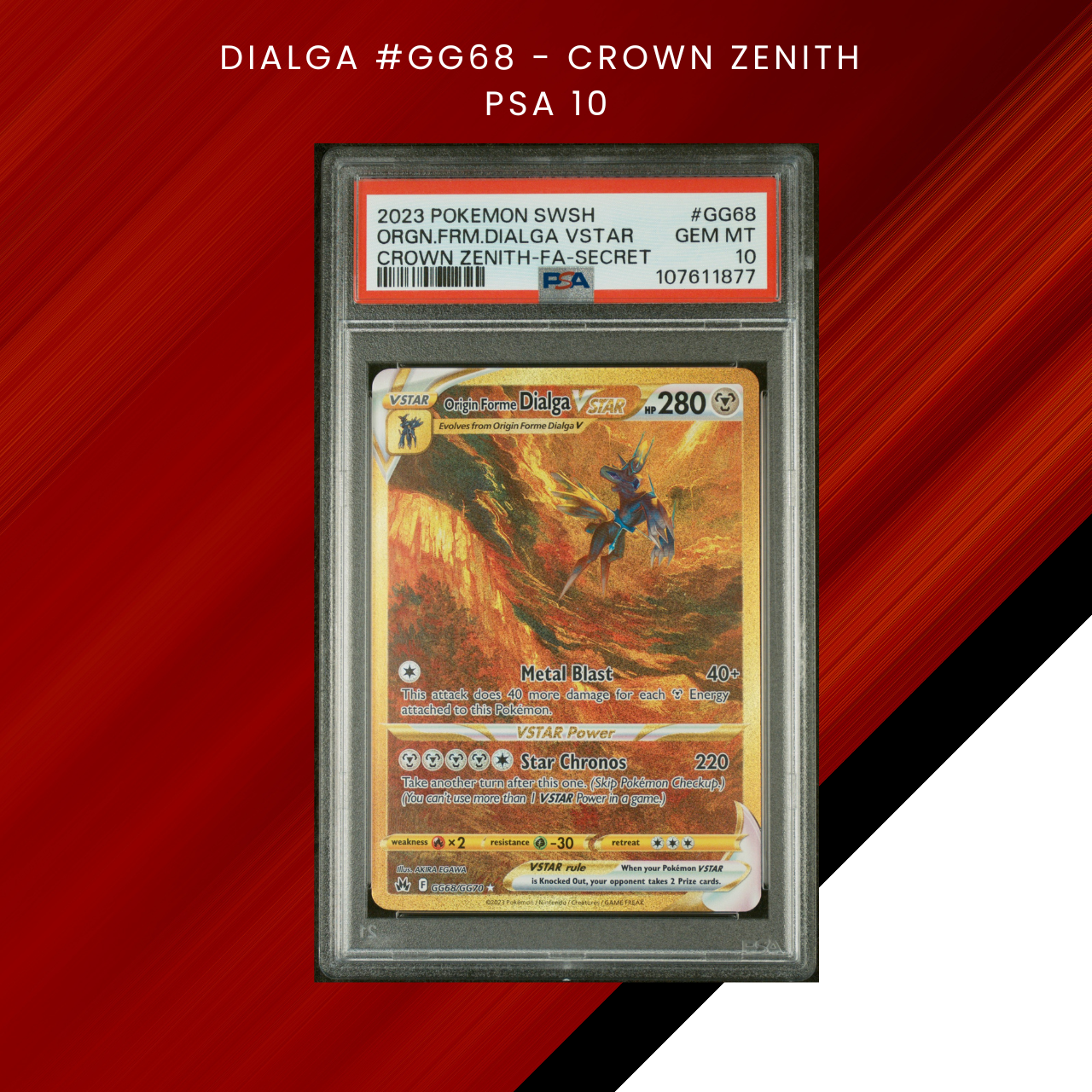 PSA 10 GEM MINT - Dialga VSTAR #GG68 - Crown Zenith