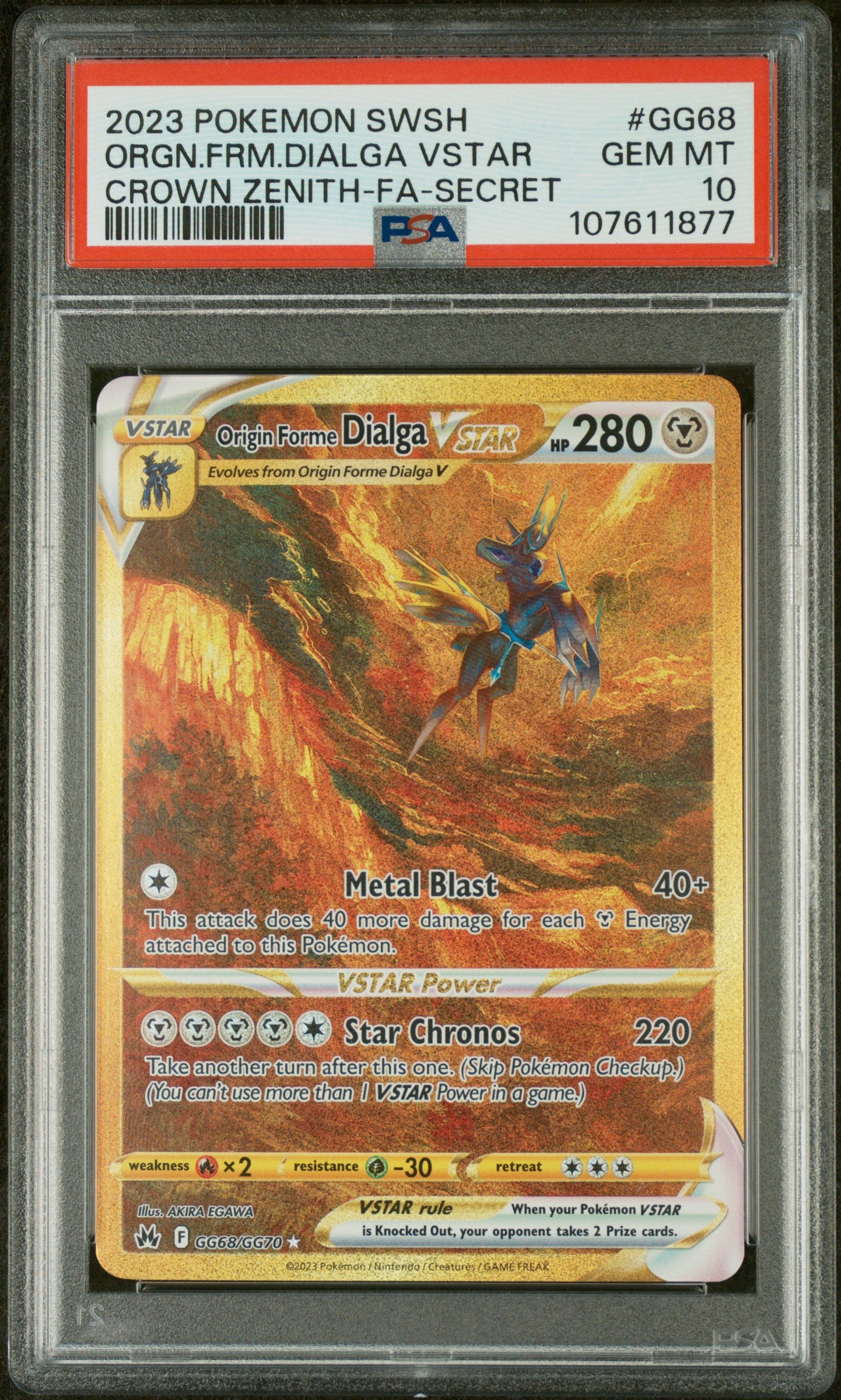 PSA 10 GEM MINT - Dialga VSTAR #GG68 - Crown Zenith